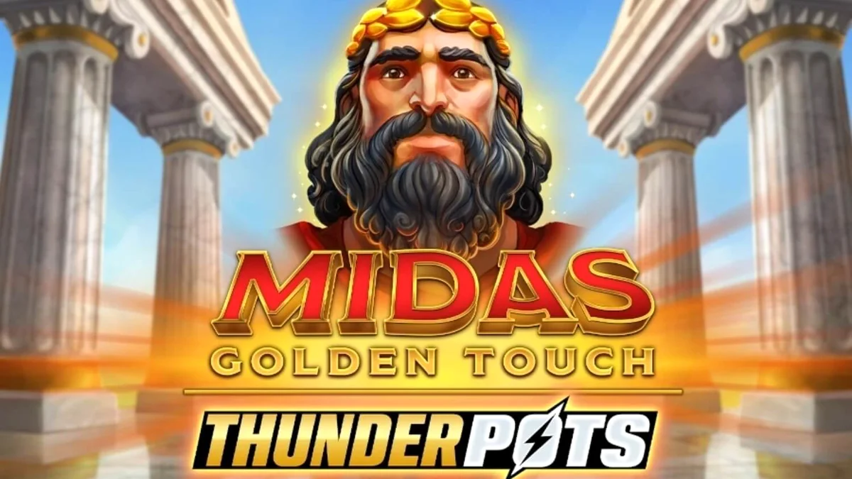 Tampilan visual slot Midas Golden Touch: Thunder Pots dengan tema mitologi Yunani